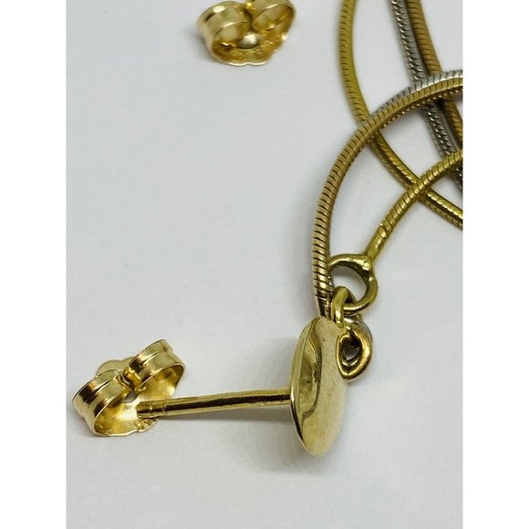 Solid 14k Tri Color 3 strand Omega  Dangle Drop  Earrings Hearts Beads 3” - Picture 5 of 6